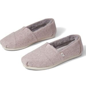 TOMS Blush Alpargata Felt Shoes with Faux Fur Lining